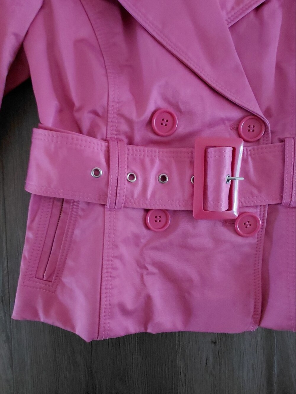 Y2K Pink Belted Trench Jacket - Picture 5 of 6